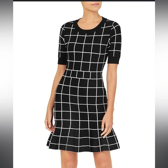 MILLY Black And White Mini Dress Medium NWT - Picture 3 of 9